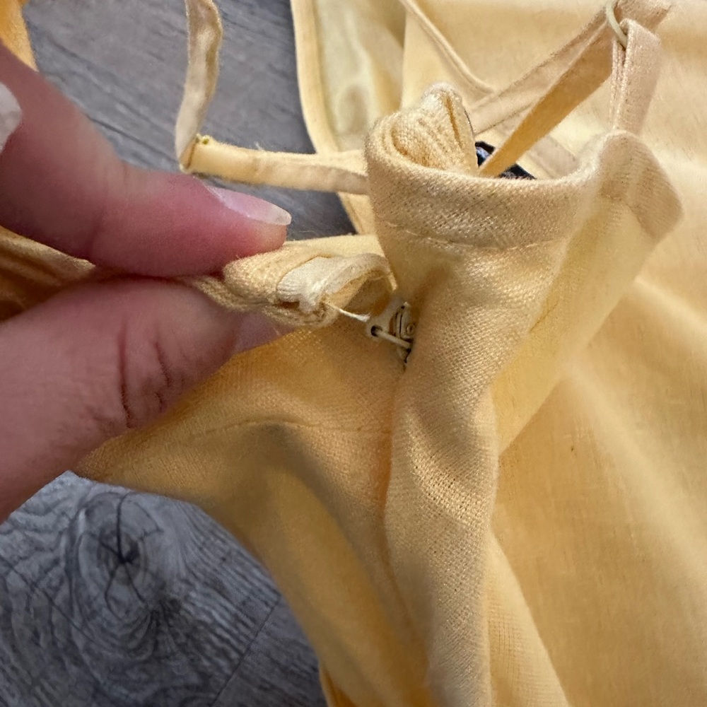 ASOS Yellow Cotton Dress with Side Slit, Zipper and Adjustable Straps! - Picture 5 of 6